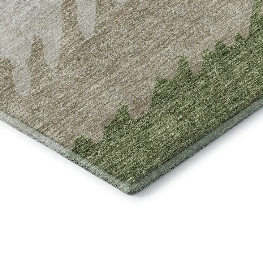 Green And Beige Striped Washable Area Rug With UV Protection Photo 7