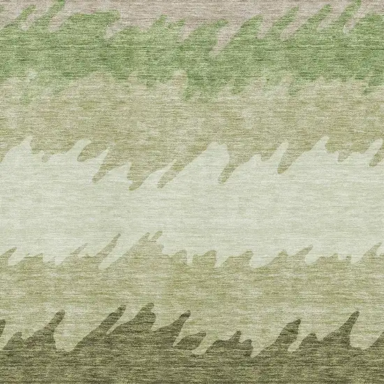 Green And Beige Striped Washable Area Rug With UV Protection Photo 3