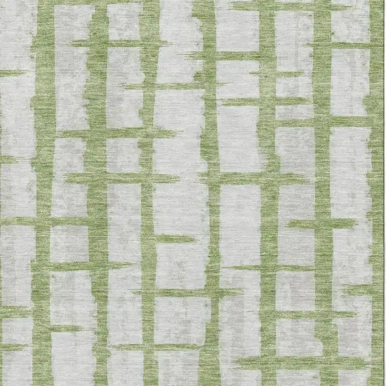 Green And Beige Striped Washable Area Rug With UV Protection Photo 3
