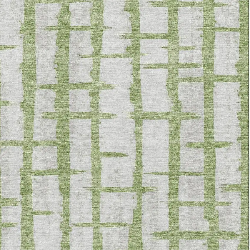Green And Beige Striped Washable Area Rug With UV Protection Photo 3