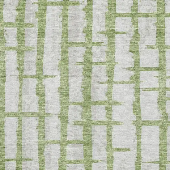 Green And Beige Striped Washable Area Rug With UV Protection Photo 3