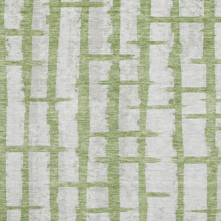 Green And Beige Striped Washable Area Rug With UV Protection Photo 3
