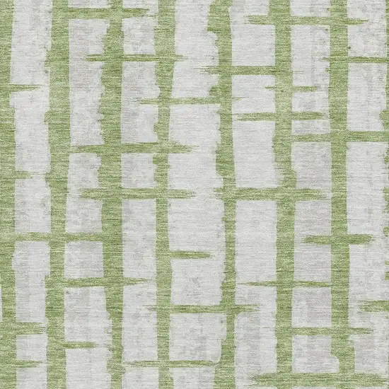 Green And Beige Striped Washable Area Rug With UV Protection Photo 3