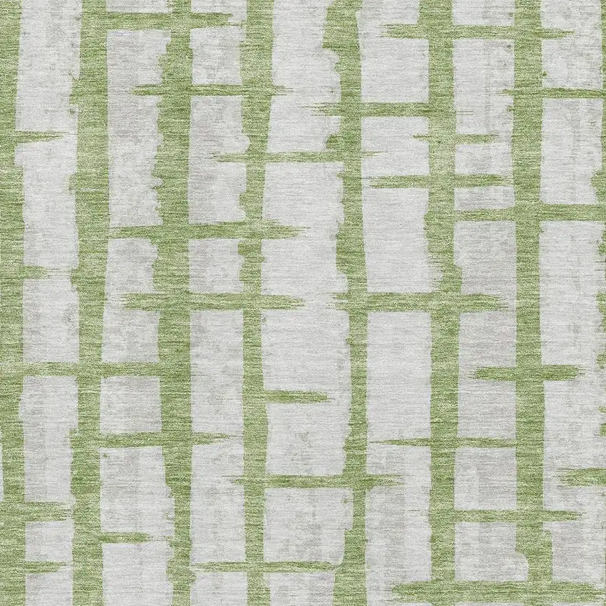 Green And Beige Striped Washable Area Rug With UV Protection Photo 3