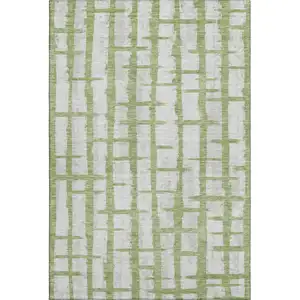 Photo of Green And Beige Striped Washable Area Rug With UV Protection