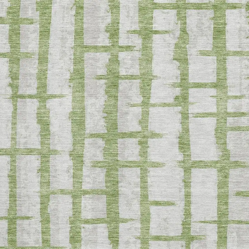 Green And Beige Striped Washable Area Rug With UV Protection Photo 3