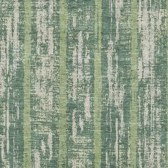 Green And Beige Striped Washable Area Rug With UV Protection Photo 4