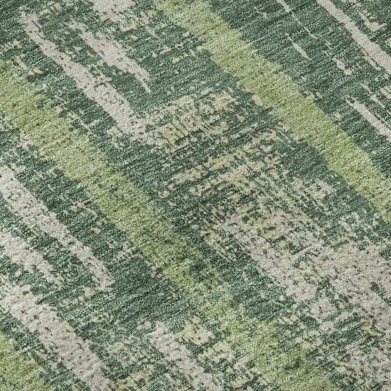 Green And Beige Striped Washable Area Rug With UV Protection Photo 1