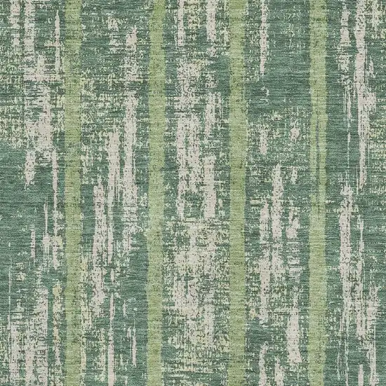 Green And Beige Striped Washable Area Rug With UV Protection Photo 3