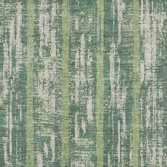 Green And Beige Striped Washable Area Rug With UV Protection Photo 3