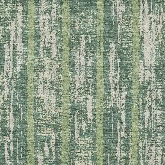 Green And Beige Striped Washable Area Rug With UV Protection Photo 3