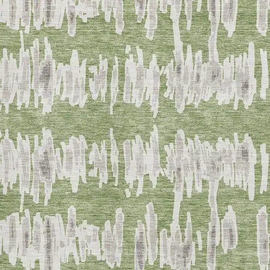 Green And Beige Striped Washable Area Rug With UV Protection Photo 3