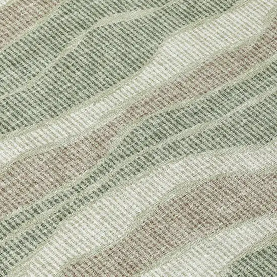 Green And Beige Striped Washable Indoor Outdoor Area Rug Photo 4