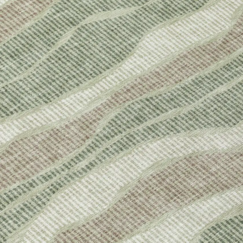 Green And Beige Striped Washable Indoor Outdoor Area Rug Photo 4