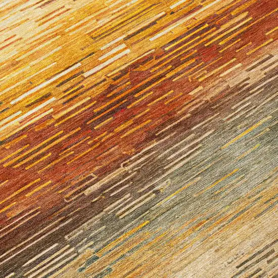 Green And Beige Striped Washable Indoor Outdoor Area Rug Photo 5