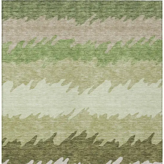 Green And Beige Striped Washable Indoor Outdoor Area Rug Photo 6