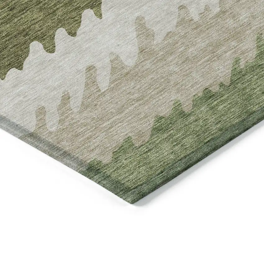Green And Beige Striped Washable Indoor Outdoor Area Rug Photo 4