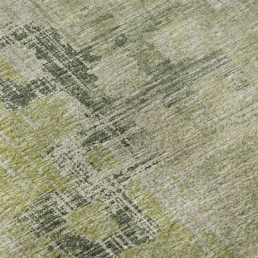 Green And Beige Tribal Washable Area Rug With UV Protection Photo 8