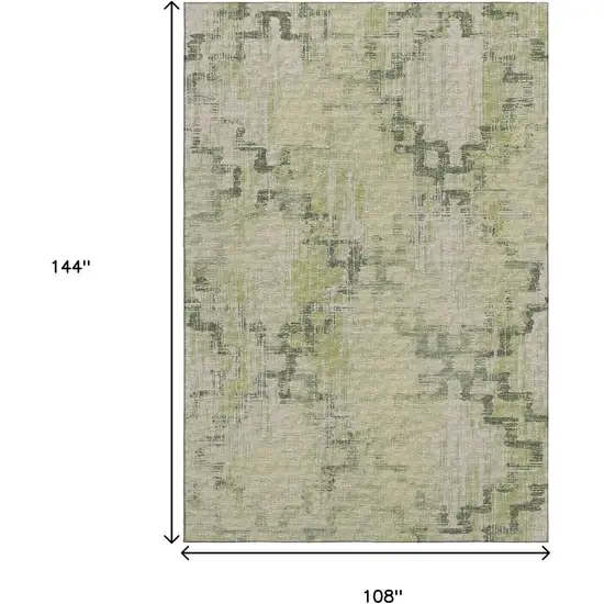 Green And Beige Tribal Washable Area Rug With UV Protection Photo 3