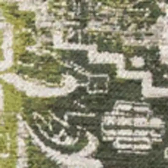 Green And Beige Tribal Washable Area Rug With UV Protection Photo 8