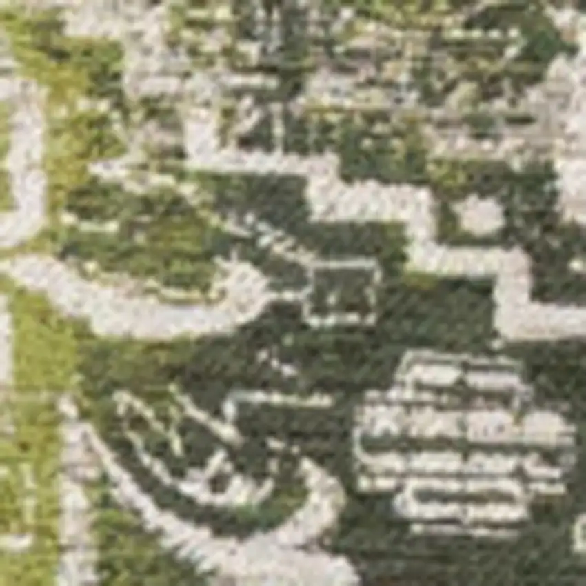 Green And Beige Tribal Washable Area Rug With UV Protection Photo 8