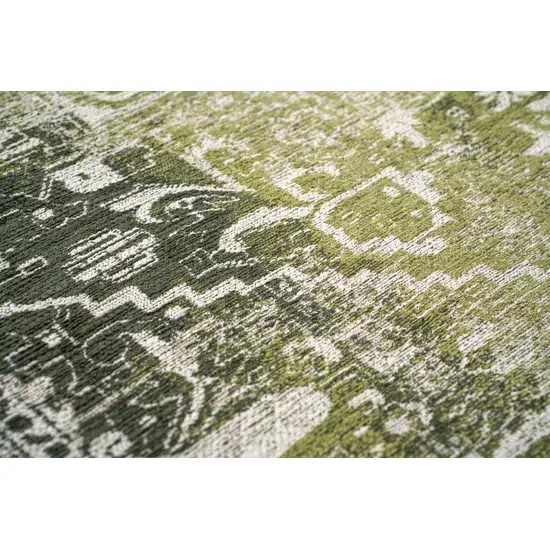 Green And Beige Tribal Washable Area Rug With UV Protection Photo 9