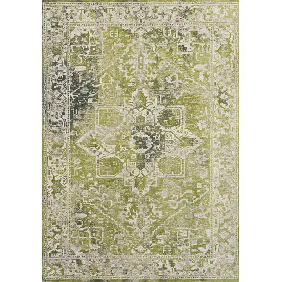 Green And Beige Tribal Washable Area Rug With UV Protection Photo 4