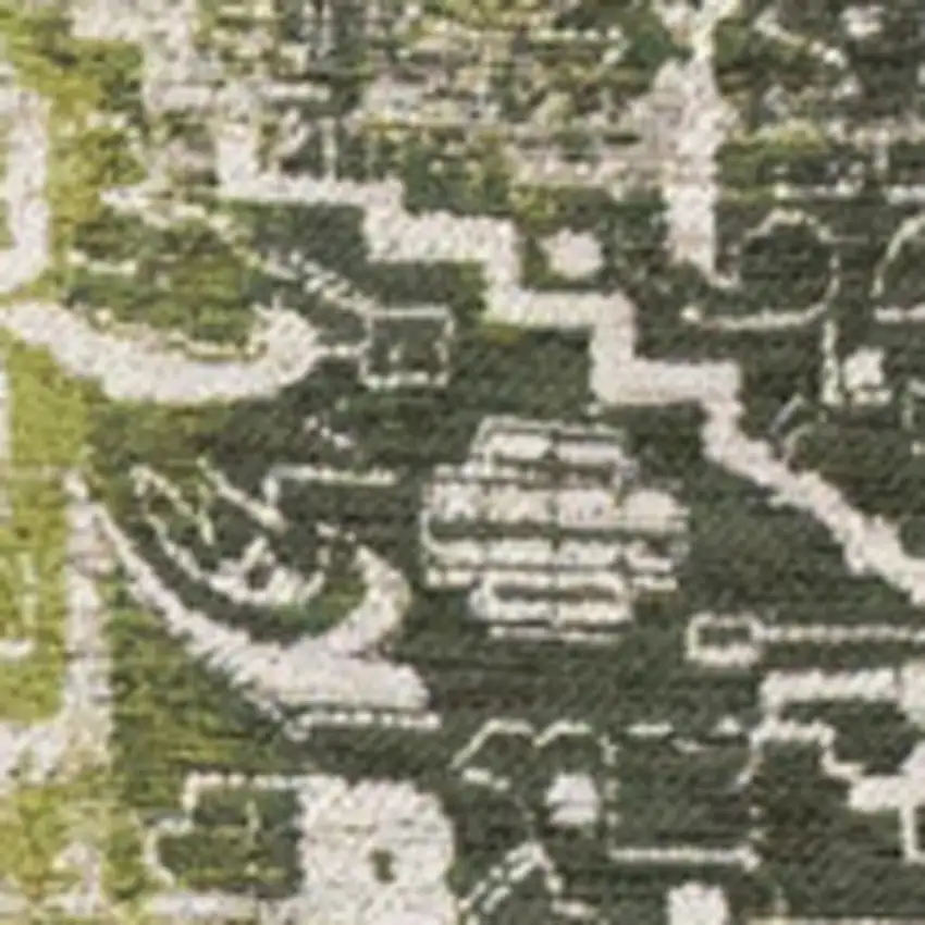 Green And Beige Tribal Washable Area Rug With UV Protection Photo 4