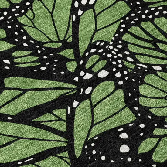 Green And Black Animal Print Washable Indoor Outdoor Area Rug Photo 4