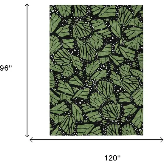 Green And Black Animal Print Washable Indoor Outdoor Area Rug Photo 5