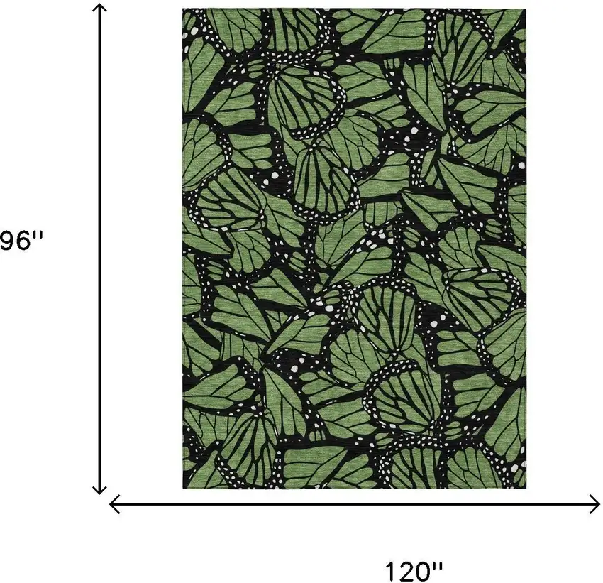 Green And Black Animal Print Washable Indoor Outdoor Area Rug Photo 5