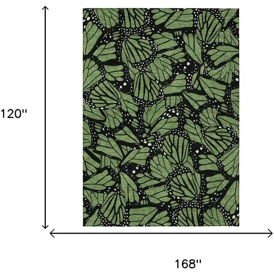 Green And Black Animal Print Washable Indoor Outdoor Area Rug Photo 5