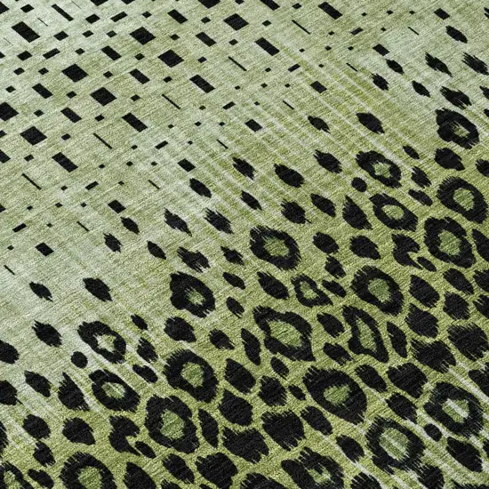 Green And Black Geometric Washable Indoor Outdoor Area Rug Photo 4
