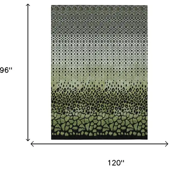 Green And Black Geometric Washable Indoor Outdoor Area Rug Photo 5