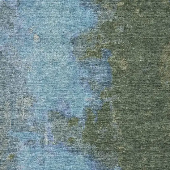 Green And Blue Abstract Washable Area Rug With UV Protection Photo 2