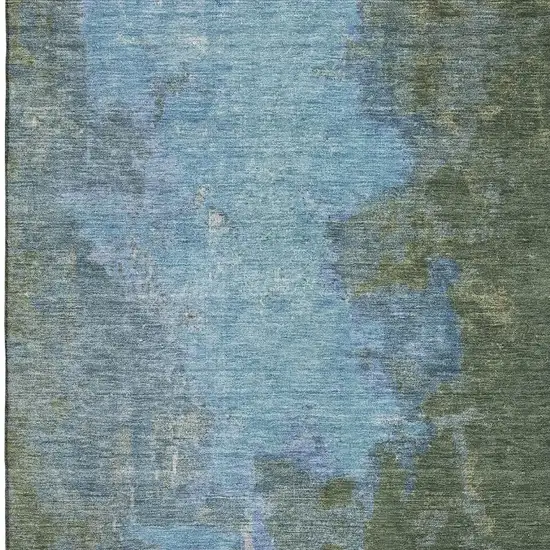 Green And Blue Abstract Washable Area Rug With UV Protection Photo 2
