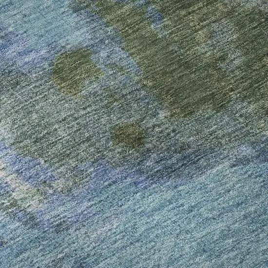 Green And Blue Abstract Washable Area Rug With UV Protection Photo 8