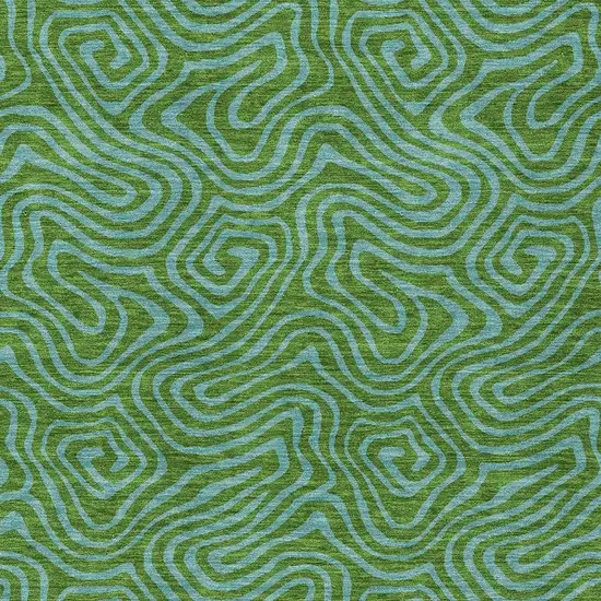 Green And Blue Abstract Washable Indoor Outdoor Area Rug Photo 7