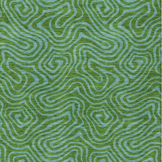 Green And Blue Abstract Washable Indoor Outdoor Area Rug Photo 6