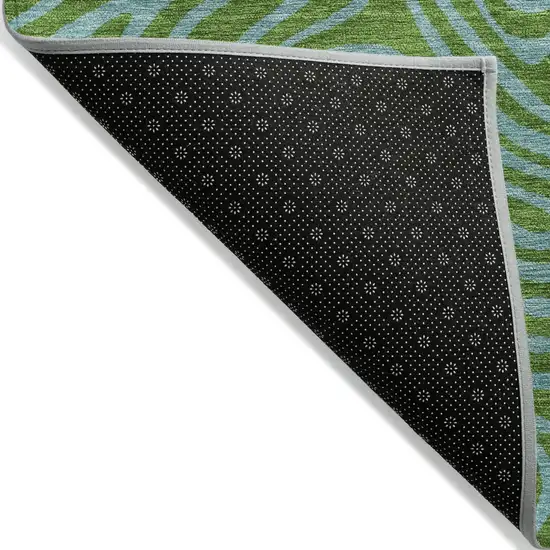 Green And Blue Abstract Washable Indoor Outdoor Area Rug Photo 3