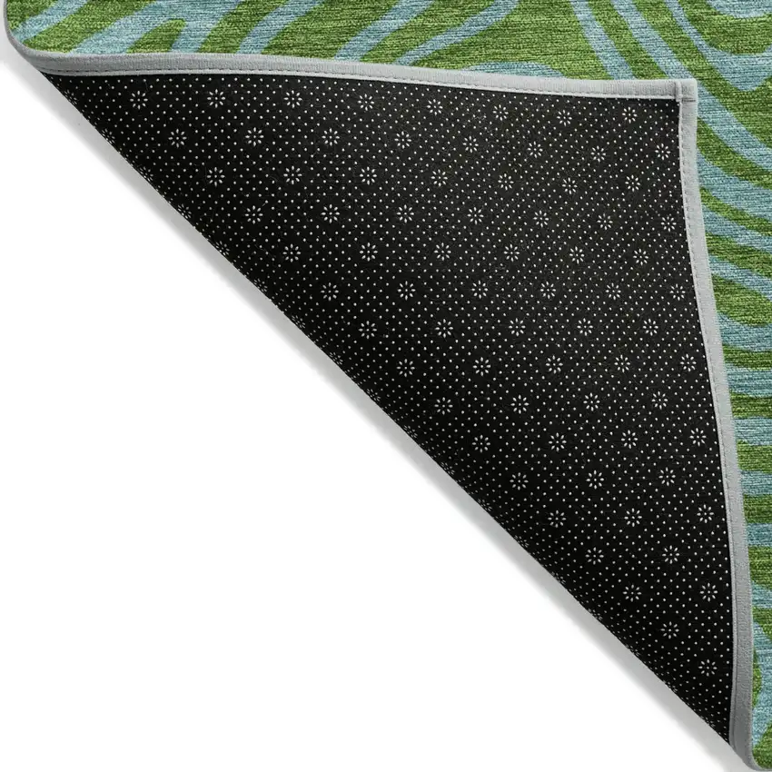 Green And Blue Abstract Washable Indoor Outdoor Area Rug Photo 3