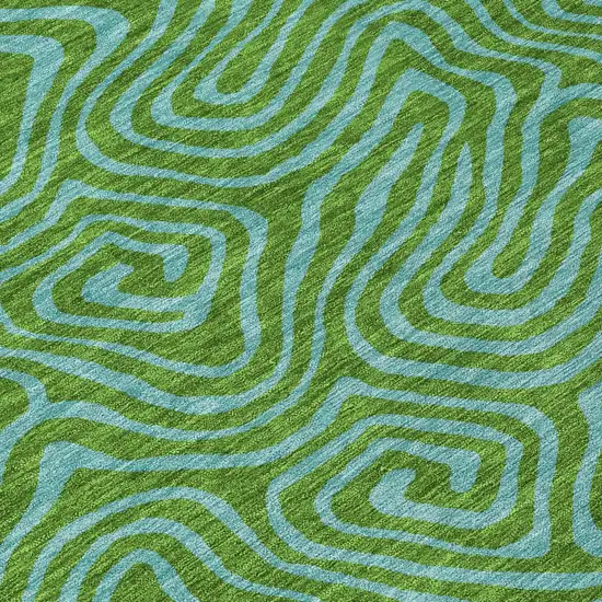 Green And Blue Abstract Washable Indoor Outdoor Area Rug Photo 5