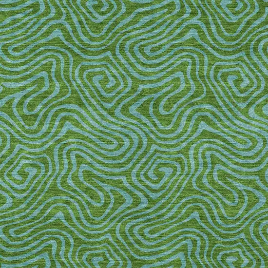 Green And Blue Abstract Washable Indoor Outdoor Area Rug Photo 7