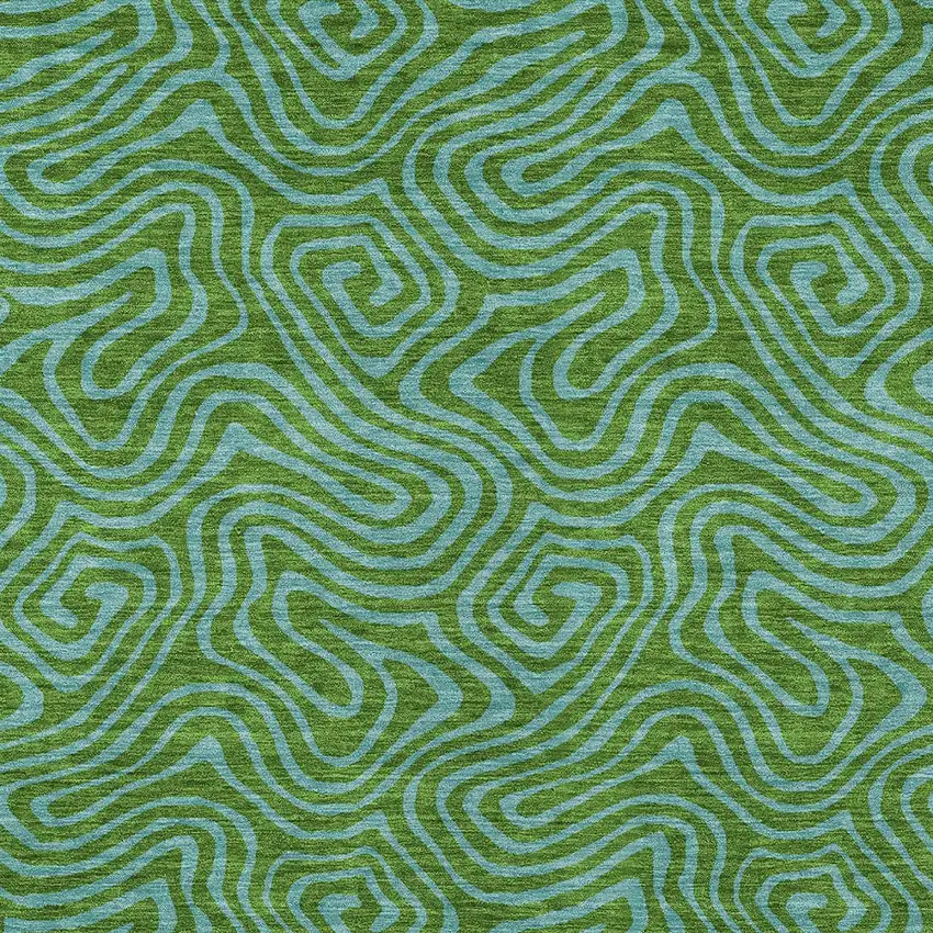 Green And Blue Abstract Washable Indoor Outdoor Area Rug Photo 7