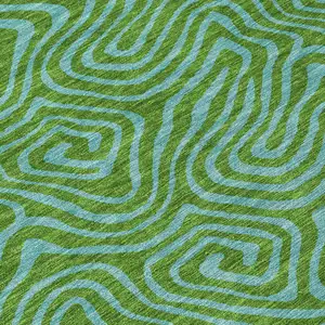 Photo of Green And Blue Abstract Washable Indoor Outdoor Area Rug