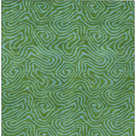 Green And Blue Abstract Washable Indoor Outdoor Area Rug Photo 7