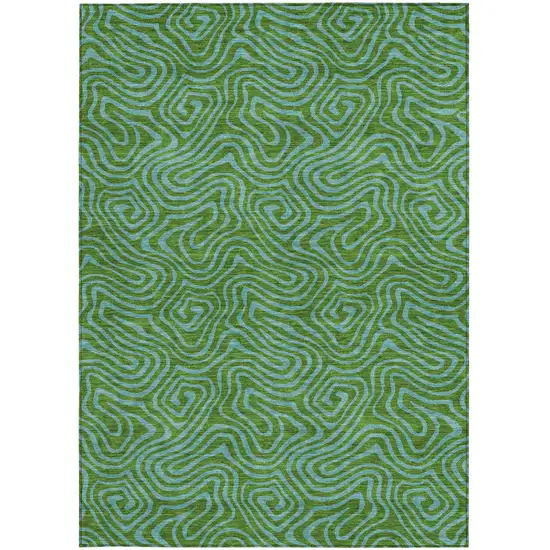 Green And Blue Abstract Washable Indoor Outdoor Area Rug Photo 8