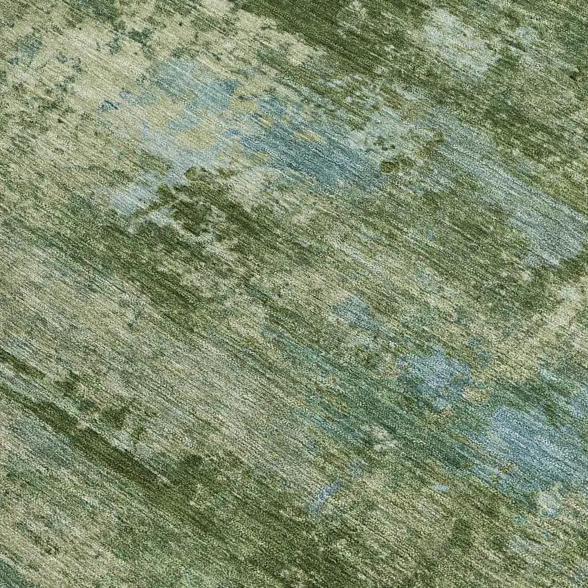 Green And Blue Abstract Washable Indoor Outdoor Area Rug Photo 2
