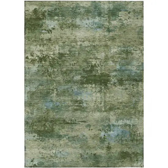 Green And Blue Abstract Washable Indoor Outdoor Area Rug Photo 7