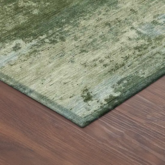 Green And Blue Abstract Washable Indoor Outdoor Area Rug Photo 9